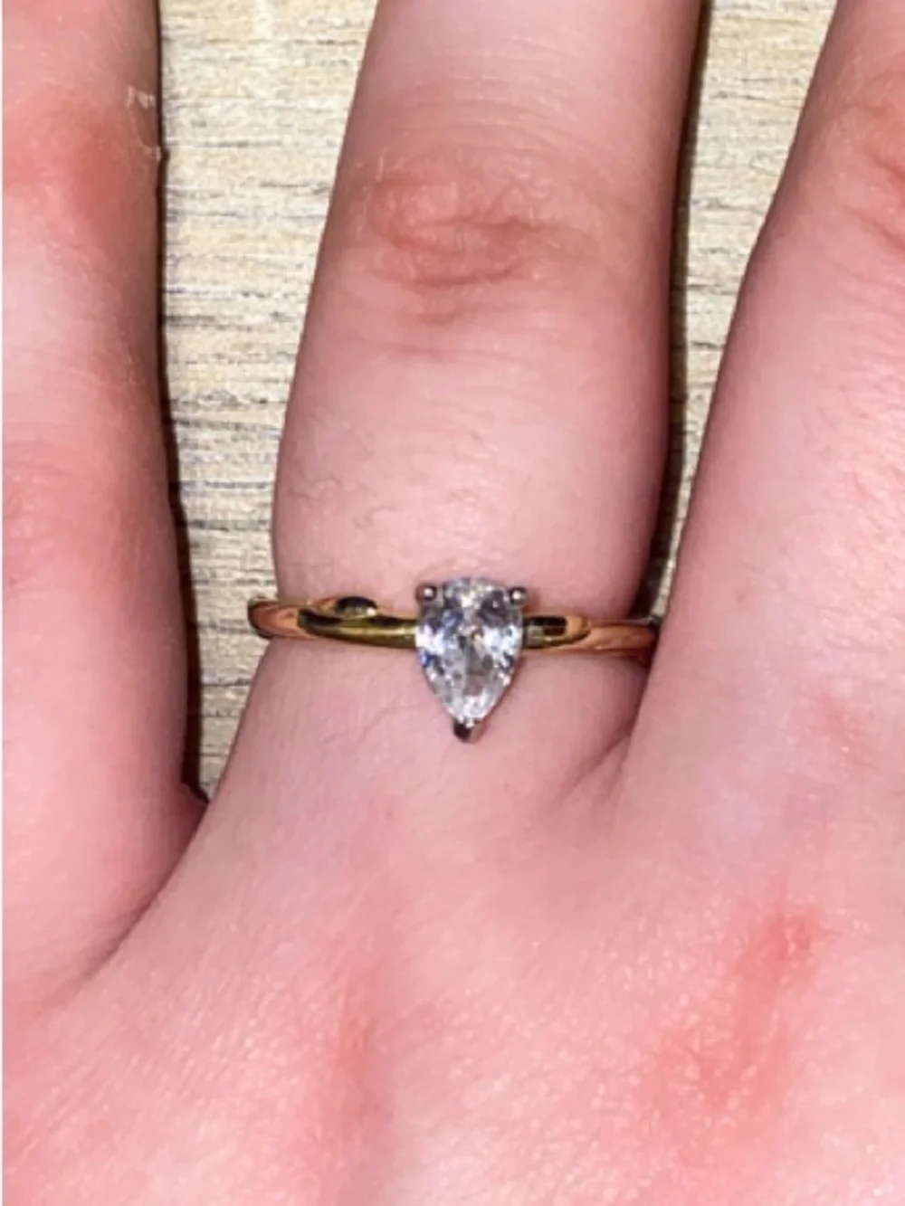 Pear-Shaped Clear Stone Gold Ring - Women Jewelry